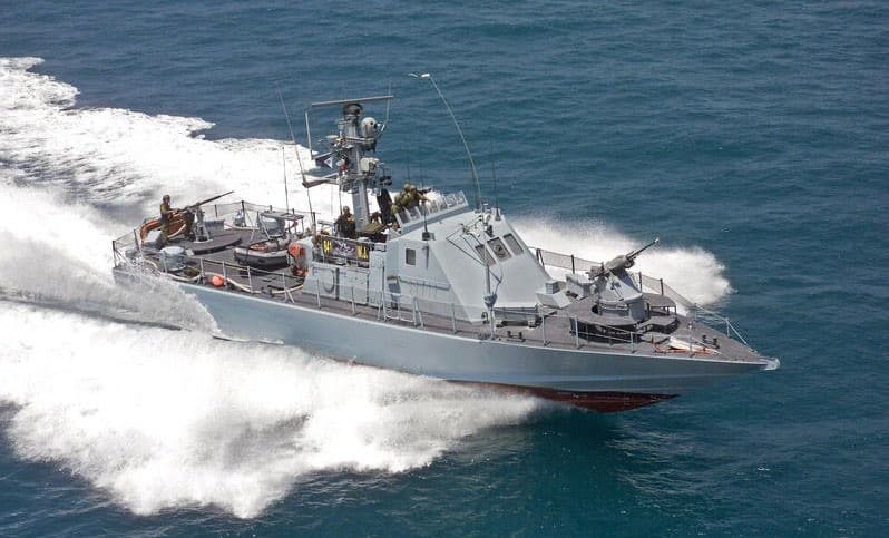 Fast patrol boat under way